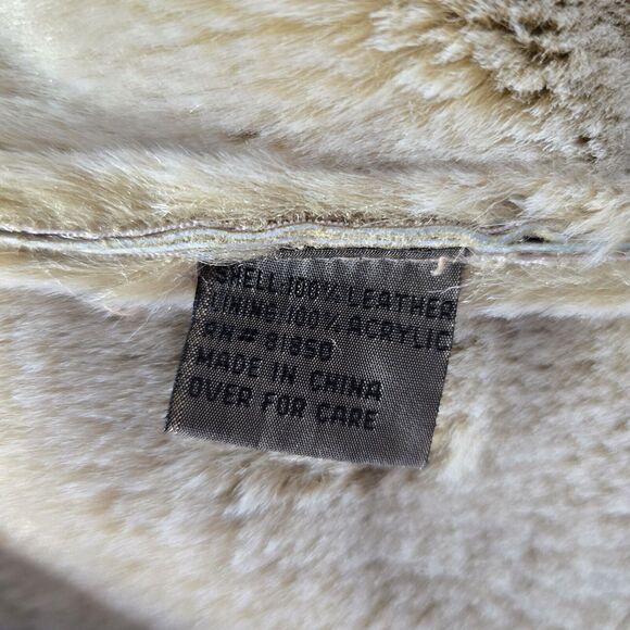 BRANDON THOMAS Penny Lane Coat Medium Tan Suede Leather Faux Fur Lining Vintage - Picture 11 of 15